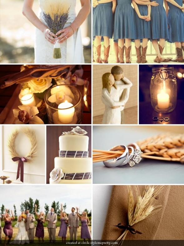 Dusty rose and wheat inspiration for fall wedding blue brown pink ivory 