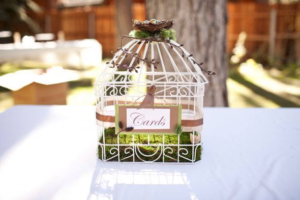 Bird Cage card holder wedding bird cage brown green inspiration diy 