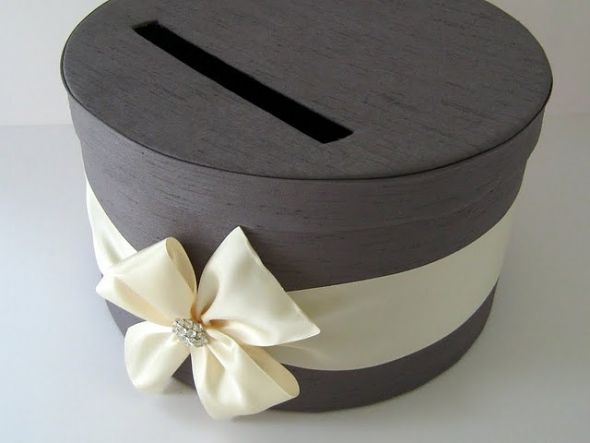 Card box wedding cardbox silk gray card box ivory silver reception Ifb 