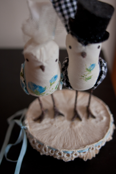 Ann Wood Bird Bride and Groom Cake Topper $100 :  wedding details cake topper birds ann wood decor sale blue white IMG 0237