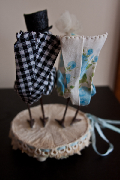 Ann Wood Bird Bride and Groom Cake Topper $100 :  wedding details cake topper birds ann wood decor sale blue white IMG 0241