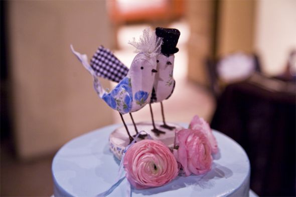 Ann Wood Bird Bride and Groom Cake Topper $100 :  wedding details cake topper birds ann wood decor sale blue white Annwood1