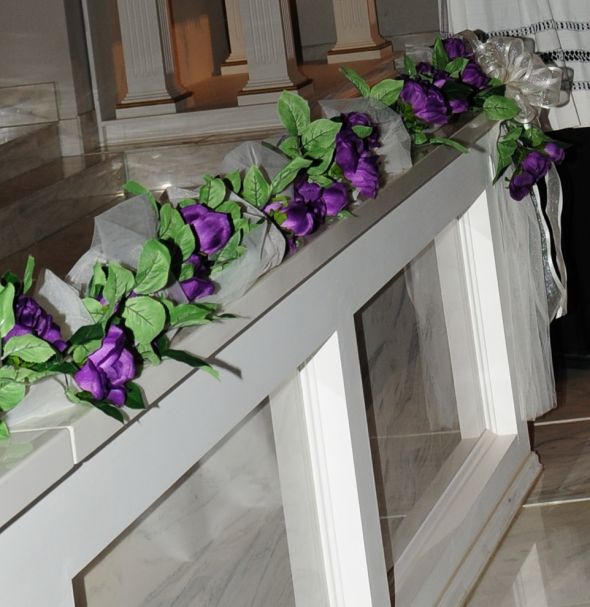 Centerpieces White Gazebo Lights Purple Rose Garland For Sale 