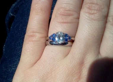 Spinoff: Post pics of your two rings together (wedding ring + engagement ring) :  wedding ring wedding engagement pic photo two finger together worn wear ring porn Rings