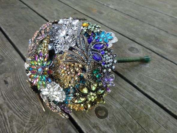 Peacock Brooch Bouquet