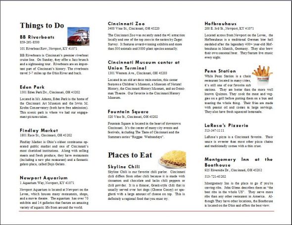 Welcome Brochure for OOT bag : wedding welcome letter cincinnati Second Page Of Printscreen2