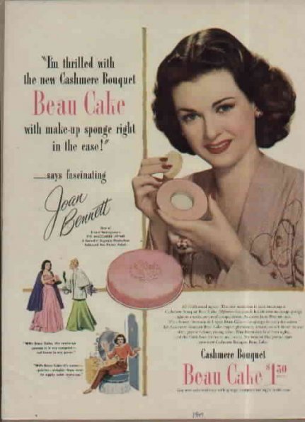 1940's themed wedding. Some help needed please. :  wedding Vintage Cashmere Bouquet Beau Cake 1947 Foundation Powder Make Up Advertisement 6  595