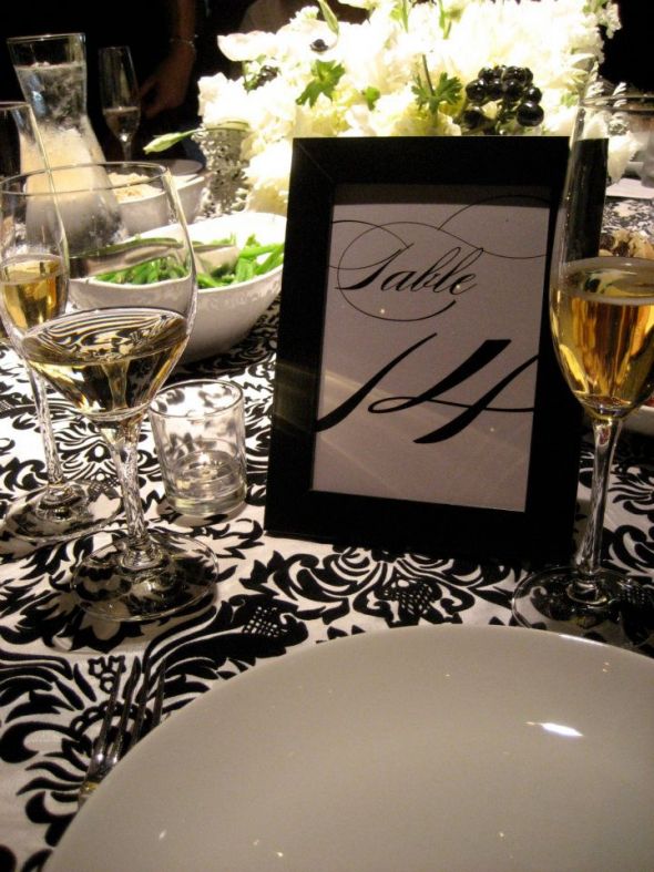  14 Table Numbers with frames 35 for all Black and White Damask Wedding 
