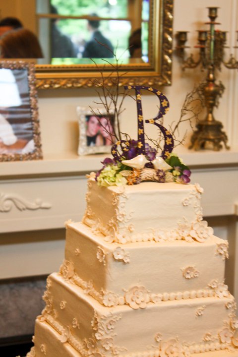 Closeup of topper :  wedding rustic birds topper purple ivory yellow cake flowers 229051 840387584646 26514677 39094840 752165 N