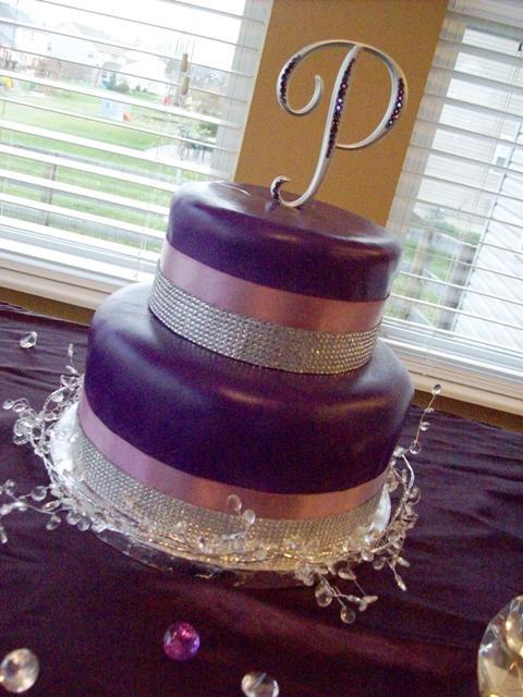 Purple Crystal'P' Cake Topper wedding purple cake diy 306372 