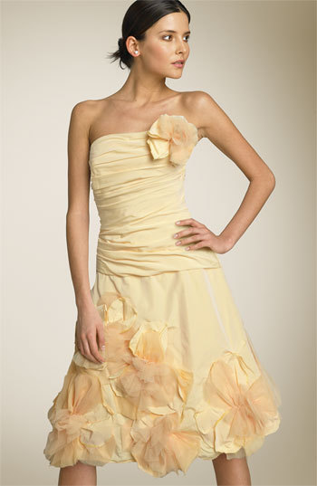 BCBGMAXAZRIA Strapless Applique Dress Sz. 0 :  wedding bcbg bcbgmaxazria strapless applique dress yellow size 0 wedding dress bridesmaids ceremony dress reception Ba43b7ecea