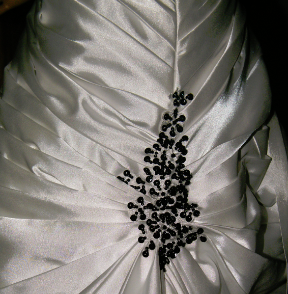 Ivory Wedding Dress With Black Beading wedding black ivory ceremony dress 