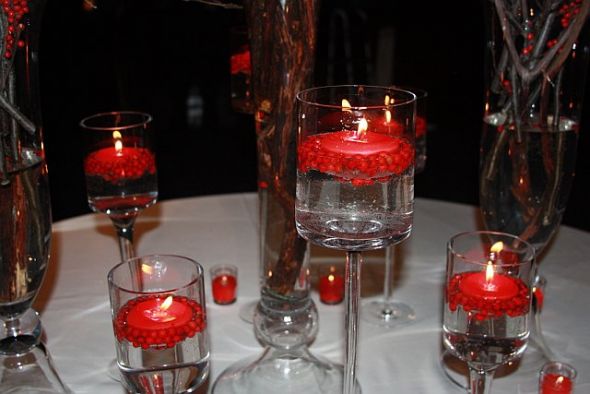 Here is our escort card table with pillar candles as well as our bar 