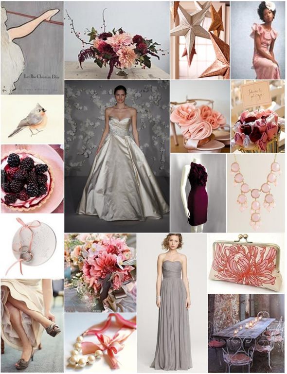 New Inspiration Board for potential venue change (indoors now) :  wedding indoor gray grey blush pink berry burgundy wine ivory My Blush Berry Gray Inspiration Board
