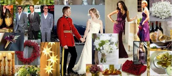 RCMP Wedding Inspiration Ivory Gray Red Plum aka Pantone Wildberry 