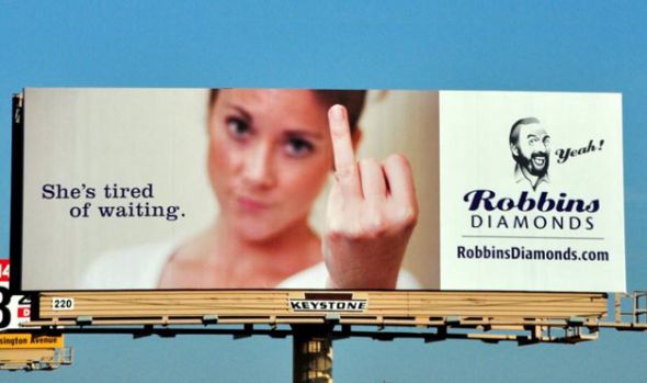 Waiting billboard! Hilarious! :  wedding waiting billboard 10 Ring Finger Billboard Robbins Diamonds