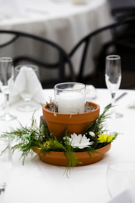 Can I see your centerpiece (or inspiration)? Pretty please :  wedding Terracotta Pot Centerpiece