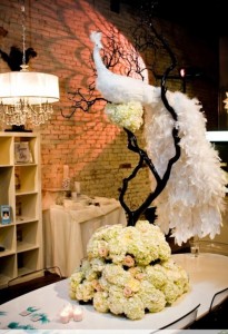 Peacock theme, anyone?......looking for ideas/suggestions! :  wedding peacock feather teal purple decor Vows Launch Party002 1024x768 205x300