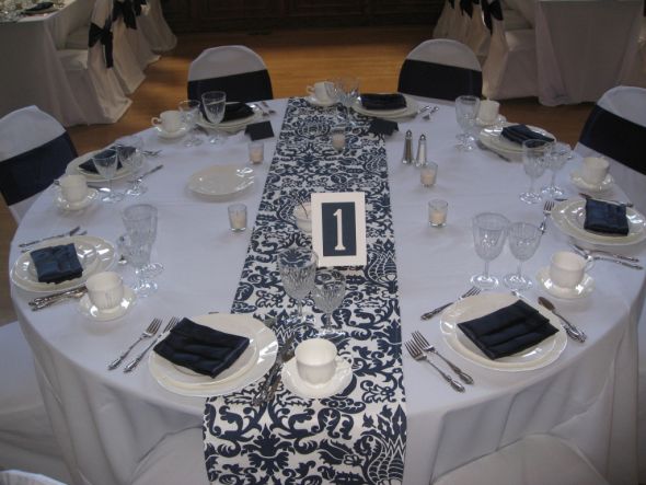For Sale Navy White Runners and Table Numbers wedding runners table 
