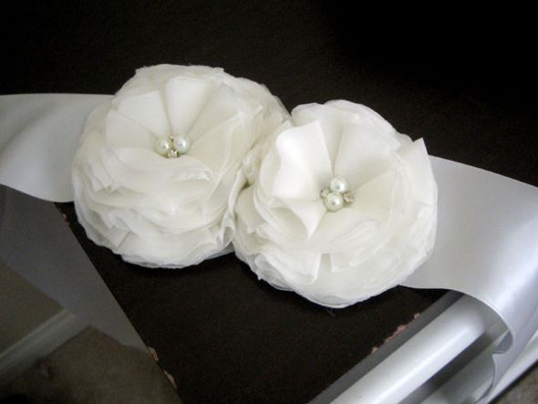 Beautiful white bridal sash for sale wedding bridal sash fabric flowers