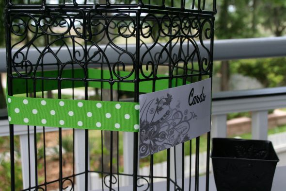 Card cage and jewelry trees for wishing cards wedding black green silver