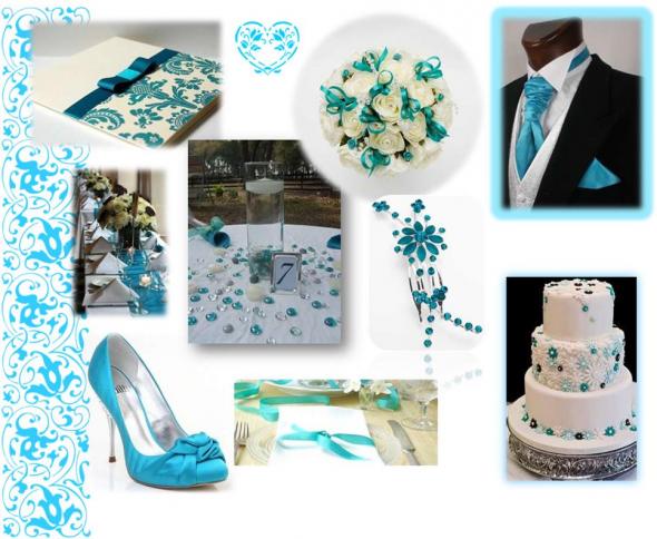 Tiffany bride to be Inperation wedding teal blue ivory bridesmaids 