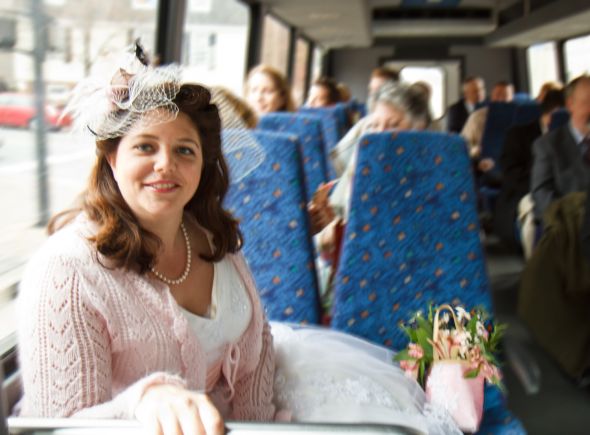 april 9th wedding -dc cherry blossoms - i survived (pro pic heavy) :  wedding dc wedding real pro jefferson memorial washington tea length cherry blossom Bride On Bus2small