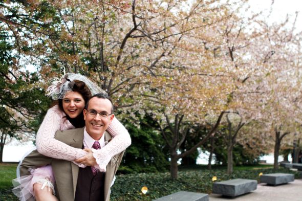 april 9th wedding -dc cherry blossoms - i survived (pro pic heavy) :  wedding dc wedding real pro jefferson memorial washington tea length cherry blossom Fdr Back1small