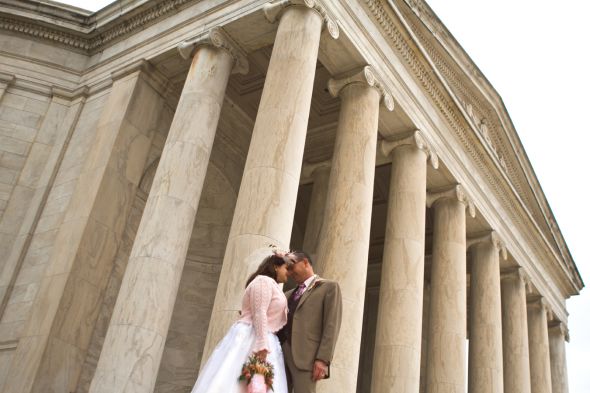 april 9th wedding -dc cherry blossoms - i survived (pro pic heavy) :  wedding dc wedding real pro jefferson memorial washington tea length cherry blossom Jeff Us4small