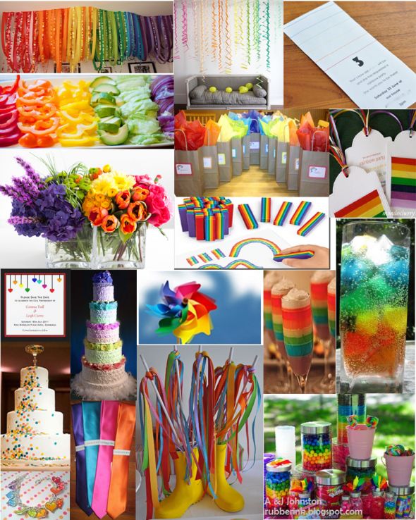 Rainbow wedding theme Inspiration needed please, Kept Elegant :  wedding rainbow theme wedding bridesmaid dresses dress cake shoes bouquet ideas inspiration Rainbow