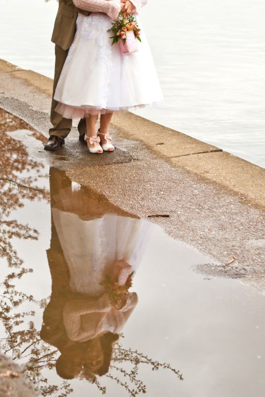 april 9th wedding -dc cherry blossoms - i survived (pro pic heavy) :  wedding dc wedding real pro jefferson memorial washington tea length cherry blossom Reflection2 Small