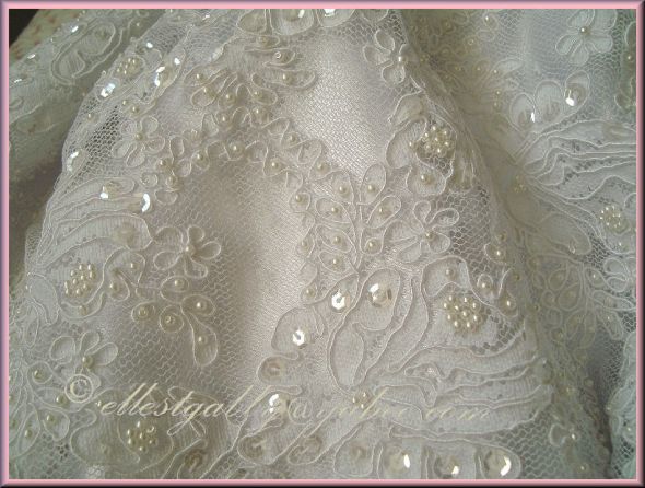 4 yards White Pearled Sequined High quality bridal lace wedding lace lace 