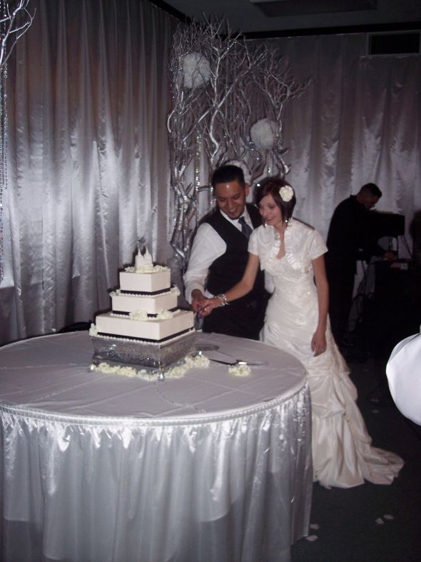 Got some pics back from wedding guests... : wedding ceremony reception flowers centerpiece crystals winter dress bridesmaids 171532 10150091353941353 516656352 6602921 4799779 O
