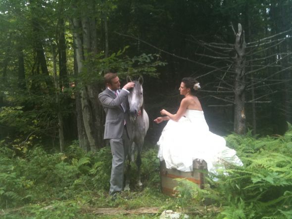 Who needs piglets, when you have horses?! :  wedding wedding portraits horses bridal portraits nature natural wedding dress outdoors Truly Jess And Morado