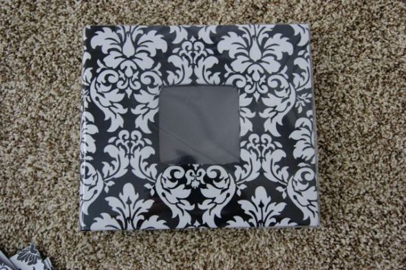 SMALL SCRAP BOOK White Black Damask and Green wedding items LOTS OF STUFF