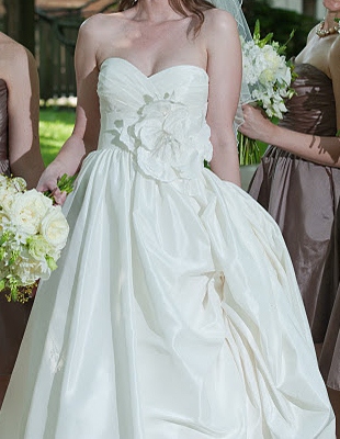 Please help decide! Flower or no flower? Pictures too. :  wedding wtoo watters mimi Dress2