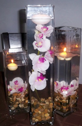 My DIY Purple Floating CENTERPIECE!! Like?! :  wedding diy submerged purple centerpieces water decor vases floating candles Zpiece3