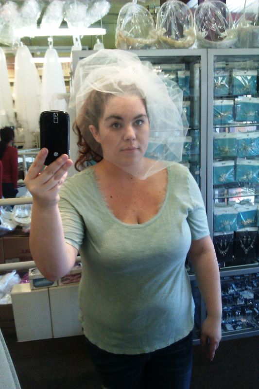 What kind of veil with this dress? PICS : wedding dress veil birdcage IMAG1223