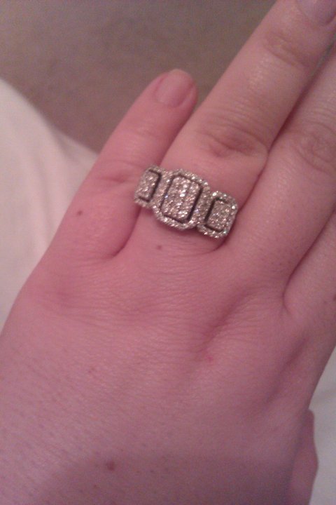 Please show me your wedding bands with three stones e-rings!! :  wedding rings three stones wedding bands MyRing