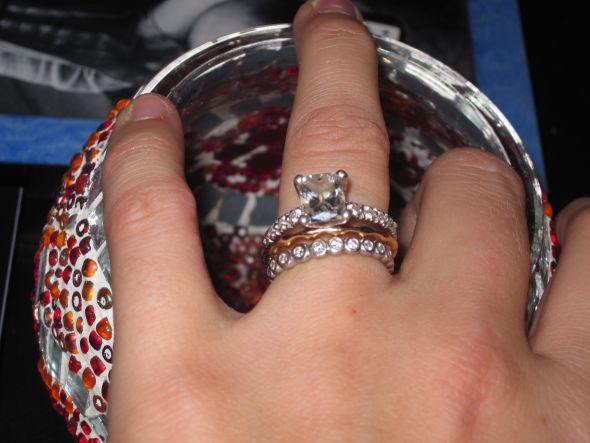 Post your Wedding Bands! :  wedding wedding band band ring engagement ring gemstone colored stone diamonds diamond alternatives IMG 1419