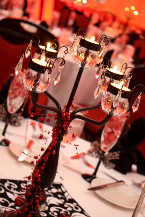 here were my centerpieces black red and white wedding