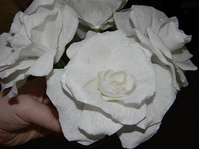 DIY Crepe Paper Flowers :  wedding crepe paper diy centerpieces teal flowers reception DSCN0520