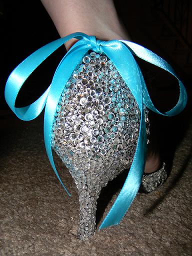 My DIY bling shoes wedding crystals shoes diy bling teal blue white dress