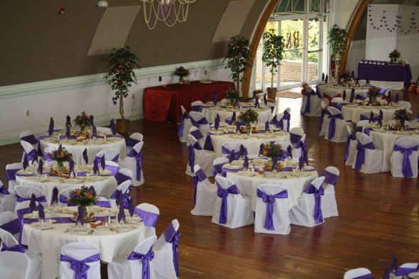 PURPLE ORANGE classy reception decorations wedding linens table cloths 