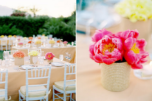 Putting things all together... :  wedding rustic pink burlap bling green outdoor Burlapvase