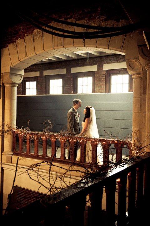 Branching and lighted balcony decor :  wedding branch lights brown reception Facebookbalcony