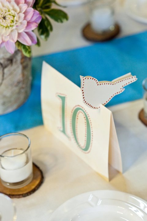 Bird table number : wedding blue red reception Facebooktablenumber