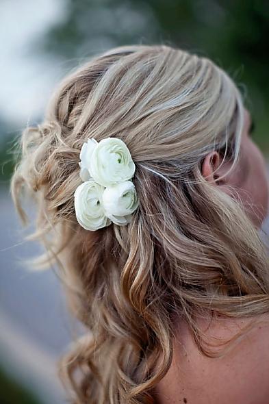 My possible wedding hair inspiration. :) show me yours! : wedding hairstyles wedding hairstyles hair inspiration 11008.white Flowers Weddinghair Halfup Flowe.jpg.resize