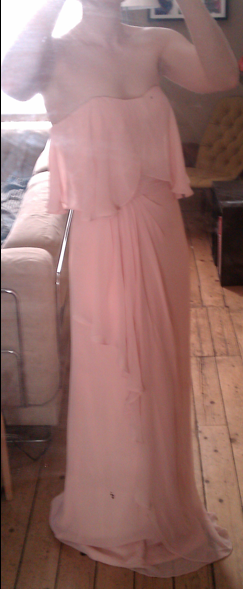 AMANDA:how amazing Lightinthebox dress! : wedding lightinthebox spam vendors bridesmaid dresses mismatched bridesmaids bridesmaids different states Actual Dress In Pearl Pink Before Alterations