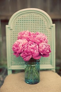 Mason Jar Centerpieces= Snotty Reaction from Florists? :  wedding mason jars peonies florist Turq Jar